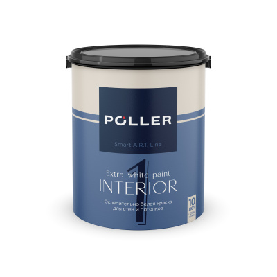 Краска Poller A.R.T. латексная для стен и потолков 1 белая 2,5л