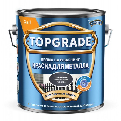 Краска 3 в 1 Topgrade гладкая графитовая RAL7024 2л