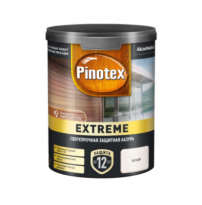 Лазурь PINOTEX-EXTREME для дерева белая 0,9л