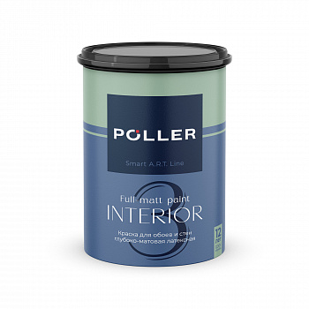 Краска Poller A.R.T. латексная глубокоматовая для обоев и стен 3 База С 0,9л