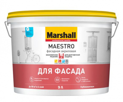 Краска ВД Maestro фасадная BС 9 л глубокомат (латексная) база под колеровку