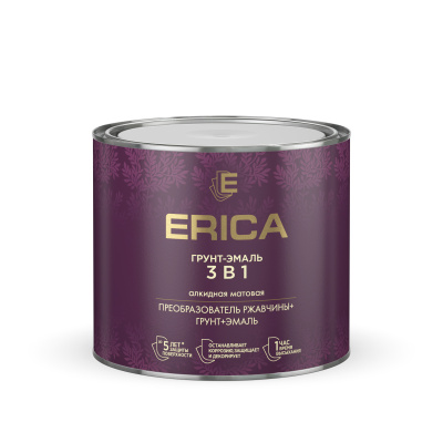 Грунт-эмаль 3 в 1 Erica черная 1,8кг