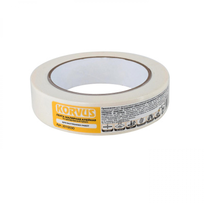 Лента малярная клейкая на крепированной бумаге, 25мм х 36м KORVUS