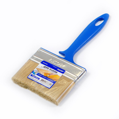 Кисть плоская Лаки 100*12 синтетическая щетина, пластиковая синяя ручка АКОР