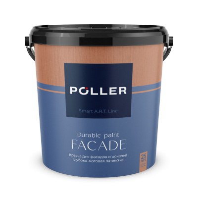 Краска Poller A.R.T. латексная глубокоматовая для фасадов и цоколей База А белая 9л