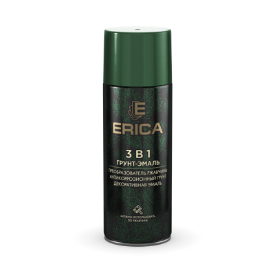 Аэрозольная грунт-эмаль по ржавчине 3 в 1 Erica зеленая 520мл