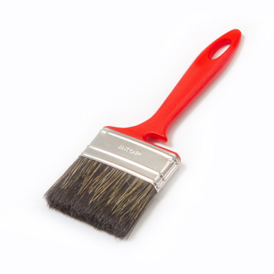 Кисть плоская Водные краски 70*12 смесовая черная щетина, пластиковая красная ручка АКОР