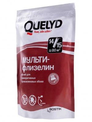Клей обойный QUELYD Мульти-флизелин 450гр (Зип-пак) (80кв.м)