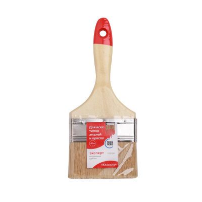 Кисть плоская Классик-Эксперт 100мм натуральная светлая щетина, деревянная ручка TOOLBERG