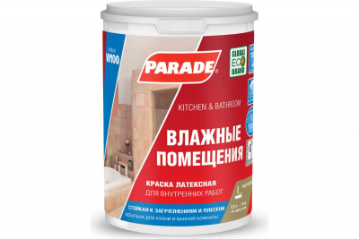 Краска PARADE W100 Влажные помещения база А 0,9л матовая