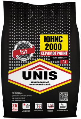 Клей плиточный Юнис 2000 КЕРАМОГРАНИТ 5кг (черный)