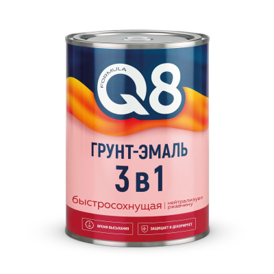 Грунт-эмаль по ржавчине FORMULA Q8 быстросохнущая черная 0,8кг