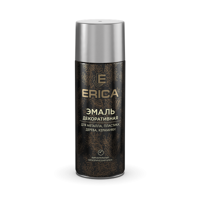 Аэрозольная эмаль декоративная Erica серебристый металлик 520мл