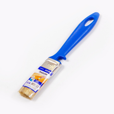 Кисть плоская Лаки 25*10 синтетическая щетина, пластиковая синяя ручка АКОР